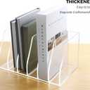 Acrylic Magazine File Holder, 6 Vertical Compartments Desk Document Sorter Organizer, Clear Folder Rack Binder for Office/Home/Classroom, for Documents, Tablet, Magazines, Books & Accessories