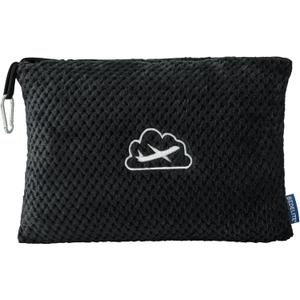 BEDELITE Travel Blanket with Bag, Ultra-Soft Jacquard Fleece Blanket with Luggage Sleeve & Backpack Clip, Airplane Blanket Travel Essentials, Black