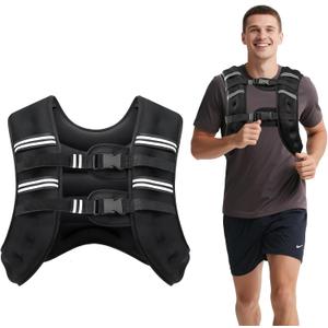 Weighted Vest, 6lb/8lb/12lb/16lb/20lb/30lb for Men, Women with Reflective Stripe, Weight Vests Adjustable for Workout, Strength Training, Running, Fitness, Muscle Building, Weight Loss clearance (Black)