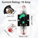 X AUTOHAUX 2 Pcs DC 12V- 48V 10Amp Car Circuit Breaker with Manual Reset Inline Fuse Holder Protector Black Green