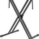 GLEAM Keyboard Stand, Iron Digital Piano Stand with Locking Straps - Heavy Duty, Double X Style, Fits 54-88 Key Electric Pianos, DJ, Turntables, Synths and Midi Keyboards. Load Capacity 100LB