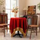 F-CHU Small Square Tablecloth 36 x 36 Inch Velvet Table Cloth Solid Red Small Round Table Cover for Nightstand End Bedside Table Tabletop DecorationRed Tablecloth