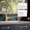 Moen Nolia Bronzed Gold One-Handle Single Hole Spring Kitchen Faucet with Pull Down Sprayer and Soap Dispenser, 87886BZG