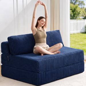 MEGAYES Folding Sofa Bed Convertible 4 in 1 Sleeper Chair Blue Twin XL