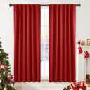 Deconovo Christmas Blackout Curtains, Thermal Insulated, W52 x L45 2 Panels, Back Tab, Machine Washable, Room-Darkening Drapes for Bedroom/Living Room Red