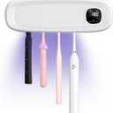Wall Mounted Toothbrush Holders for Bathrooms, 4 Slots UV Toothbrush Sanitizer and Holder with Air Drying 3000mAh Rechargeable Cordless UV Toothbrush Cleaner with Timer Function & No Drilling (White)