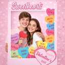 Gueevin Valentine's Day Conversation Hearts Photo Props Frame 75" x 40" Large Pastel Candy Heart Conversation Photo Props for Valentines Sweet Day Wedding Anniversary Bridal Shower Party Supplies