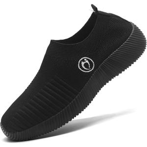 Black Sneakers for Women Walking Slip On Shoes Women Light Comfortable Tennis Workout Sneakers Casual Mesh Womens Tennis Shoes (5)