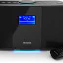 Aiwa Wireless Speaker - Unleash Powerful Sound and Versatile Connectivity - Experience Bluetooth Freedom, FM Radio, Clock, 20W RMS, LCD Display, and Alarm Clock Functionality (Black)