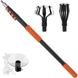 Buyplus 26FT Reach Light Bulb Changer for High Ceilings with 5-20FT Telescopic Extension Pole, Easy Flip-Tab Lock Bulb Changing Pole Extension with Basket and Suction Cup for Recessed Lights