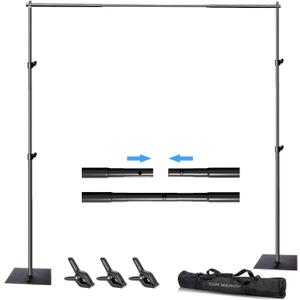SLOW DOLPHIN Pipe and Drape Photography Backdrop Stand Kit Adjustable Photo Background Stand 10ft x 6.5ft with Metal Base for Parties Weddings Birthday Party Events Photo Booth