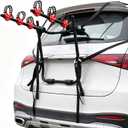 BeBecome Bike Rack for Car, 3 Bike Trunk Mounted Bike Rack for SUV, Car Bike Rack with Foldable Frame, Anti-Scratch Foam Padding and Secure Straps, Fits Sedan Hatchback Minivan