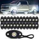 24 Pods White Led Rock LightsAutomotive General Under Body Neon Glow Led Pure Light Kit Ip68 Waterproof 3.8ft Extension Wires for Car Truck Boat Rv ATV Utv SUV RZR Motorcycle Trail Rig LampWhite