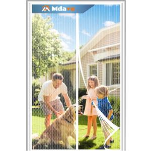 Magnetic Screen Door, Heavy Duty Door Screen Magnetic Closure Keep Bugs Out,Pet & Kid FriendlyHands Free Door Screen Fit Door Size 32 x 80 Inches White