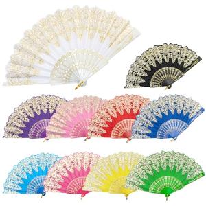 EOSAU Handheld Chinese Folding Fan Hand Fans for Women Foldable Bulk for Party Wedding Church Dancing (10 Mixed Colors)