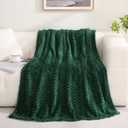 Puncuntex Dark Green Throw Blanket 60"80" inches Fuzzy 3D Jacquard Decorative Flannel Fleece Super Soft Plush Cozy Blanket for Couch Sofa Chair Lightweight