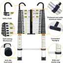 RIKADE Telescopic Ladder, 20.34FT Aluminum Telescoping Ladder with Stable Hook and Non-Slip Feet, Portable Extension Ladder for Household and Outdoor Working, Max Load 330lbs, Aluminum