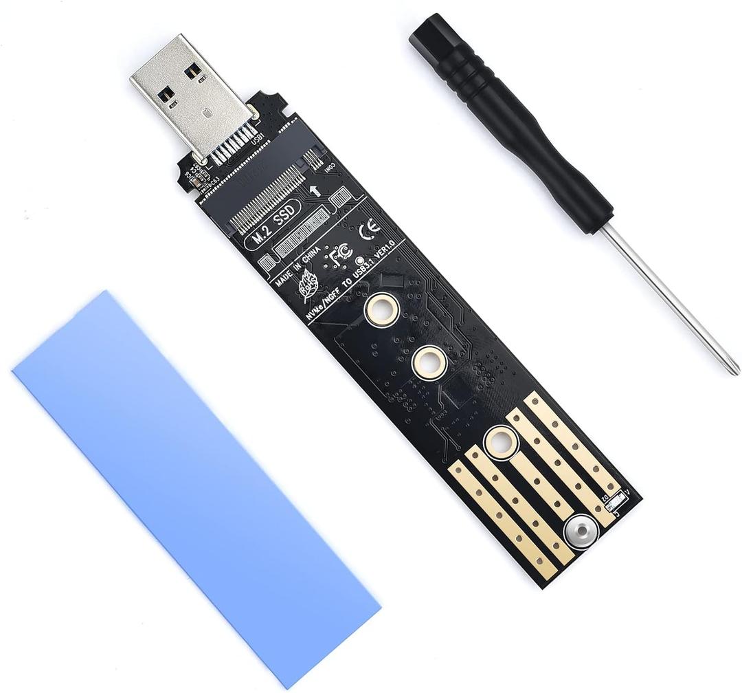 ELUTENG M.2 to USB Adapter Dual Protocol M.2 NVME SATA Hard Drive USB3.1 Gen2 10Gbps USB to NVME PCI-E SSD Reader M Key & B+M Key Max 4TB Support UASP for 2280 2260 2242 2230 SSD Enclosure