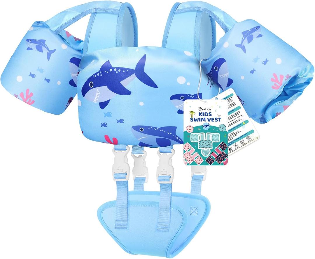 Vvinca Toddler Swim Vest 13-30 lbs, Swim Trainer for Boys Girls with Anti-Chafe Crotch Strap, Floaties for Kids 1-3 Years