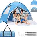 Beach Tent Sun Shelter for 4/5 Person - UPF 50+ UV Protection Portable Beach Shade Sun Canopy, Waterproof & Lightweight, Easy Setup Beach Tent for Family Beach Trips, Picnics, Camping