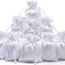 Shappy 50 Pieces 3 x 4 Satin Bags with Drawstring Gift Pouch Mini Jewelry Small Wedding Favor Bags Smooth Soft Satin Fabric Candy Pouches for Baby Shower Decoration(White)