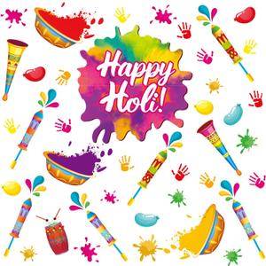 Happy Holi Window Stickers,Holi Windows Clings Hindu,Indian Festival of Colors Wall Stickers,India Holiday Wall Decals Colorful,Hindu Festival Wallpaper for Living Room Bedroom Party Porch
