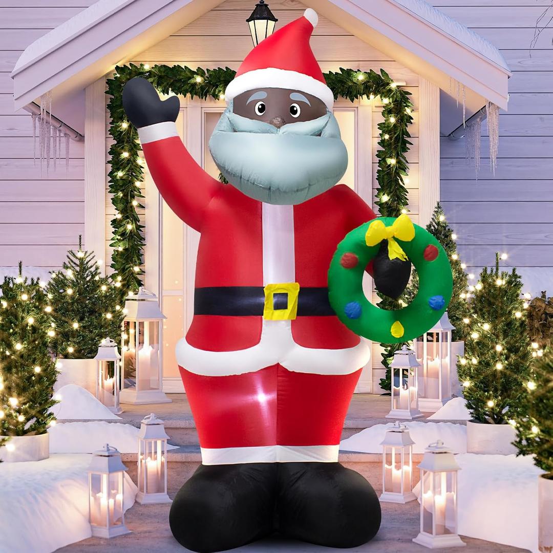 8 Foot Christmas Inflatable Black Face Santa Claus Decoration for Outdoor YardChristmas Black Santa Claus Indoor Blow up Decoration-WM-19
