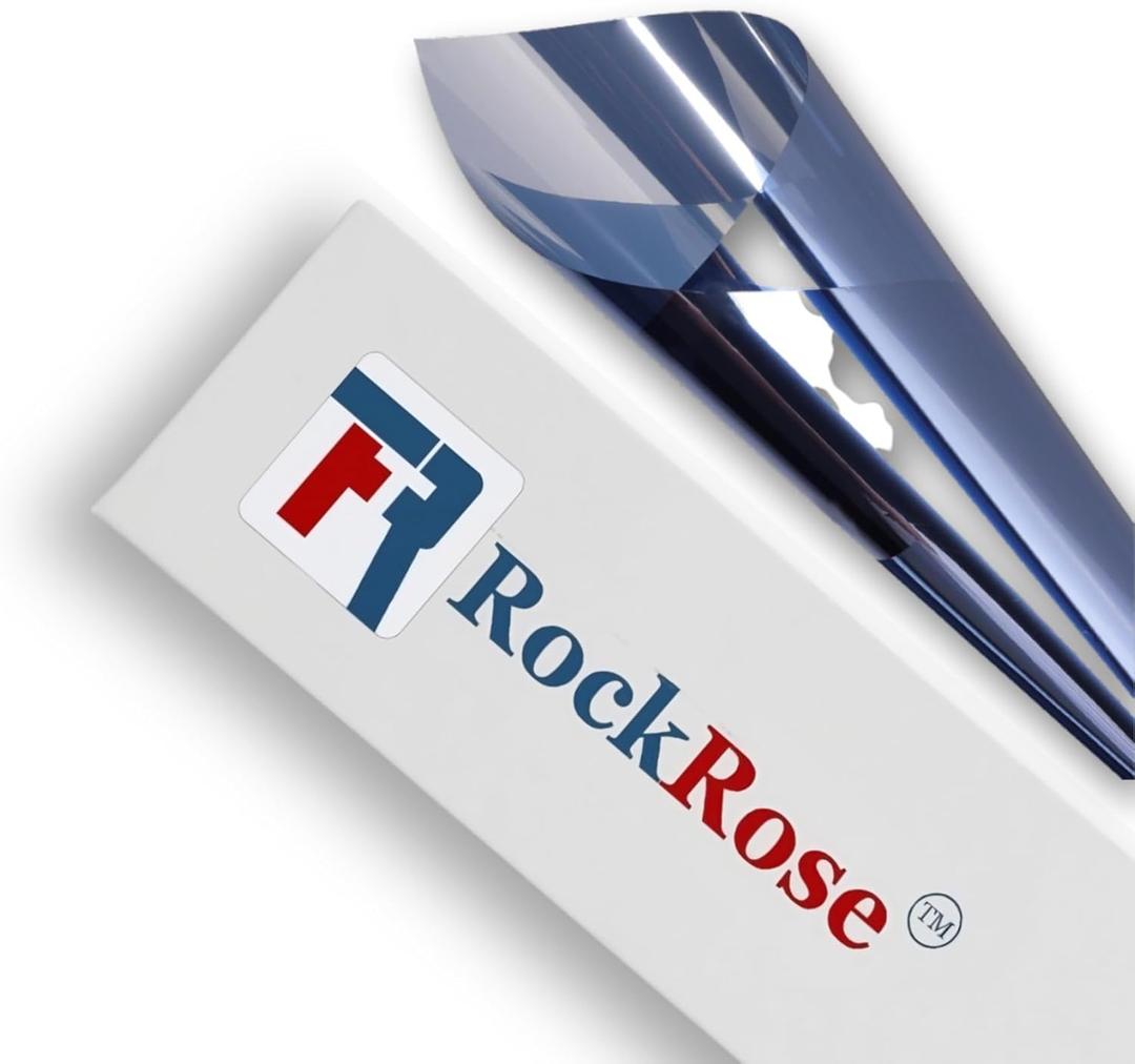Rockrose Professional Window Tint for Home  One Way Privacy Window Film for Home Offices Heat Blocker Reflective Adhesive Mirror Tint with 99% UV Block  Blue-Silver 24in x 15FT