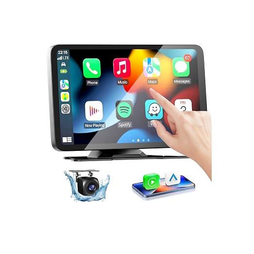 Wireless Car Stereo for Apple Carplay and Android Auto with Rear Camera, 7" HD Touchscreen, Mirror Link Car Playback Screen, Siri Voice Control