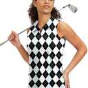 Viodia Women's Sleeveless Golf Shirt with Zip Up Tennis Quick Dry Tank Tops Polo Shirts for Women Golf Apparel Clothes, XS