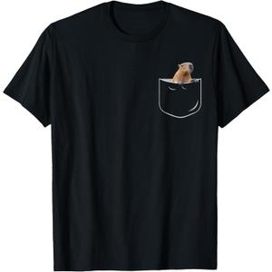 Pocket Capybara Funny Capybara In Pocket Gift T-Shirt (Small, Black)