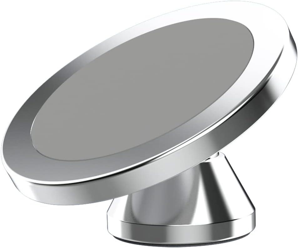 Magnetic Phone Holder for Car, [ 2 Groups Super Strong Magnet ] [ 360 Rotation ] Universal Dashboard Car Mount Holder Compatible with All Smartphones (Silver)