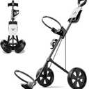 2-Wheel Golf Pull Cart – Lightweight Foldable Golf Push Cart with Durable Steel Frame, Adjustable Web Straps, Compact Design for Walking Golfers