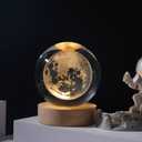 3D Galaxy Crystal Ball Night Light for Gifts with Colorful LED Light Base, Color Changing Light with Remote as a Birthday Gift for Teens Boys and Girls, Moon Model