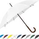 SoulRain 48" White Stick Umbrella Large Windproof Wedding Umbrella for Rain, Automatic Open, Vintage Cane Umbrella with Wooden Handle & Shaft, Elegant Parasol for Women & Men(White)
