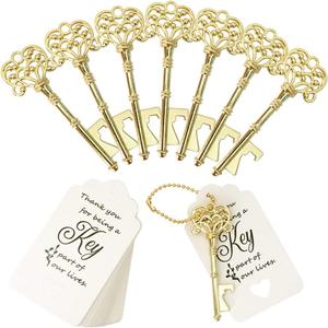 WODEGIFT 60 PCS Key Bottle Openers,Vintage Skeleton Key Bottle Opener,Wedding Favors Bottle Opener with Escort Card Tag and Key Chains,Wedding Party Favor Souvenir Gift(Gold