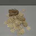 100 Pcs Christmas Unfinished Wooden Snowflake Ornaments Snowflake Hanging Cutouts Blank Wood Slices with Cord Craft Embellishments for Xmas Tree Decorations (2 in, Natural)