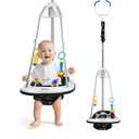 Slevoo Baby Jumper, Baby Door Jumper with Bumper, Play Tray and Two Jingle Rattles, Quiet Bear