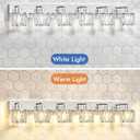 VOLISUN Crystal Vanity Lights for Bathroom, 6 Light Modern Stainless Steel Bathroom Light Fixtures Over Mirror, Chrome Bathrooms Lights Fixtures - UL Certificated (Exclude Bulb)