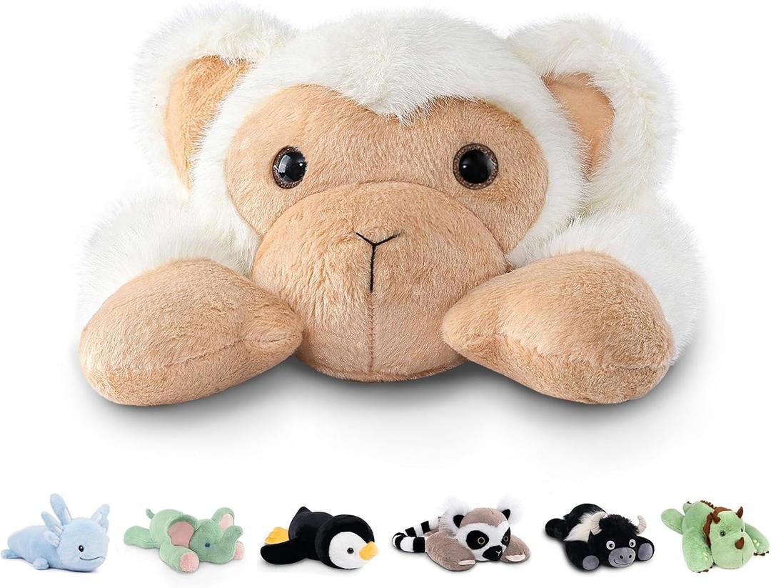 Niuniu Daddy 20" | 3.3 Pound Monkey Weighted Stuffed Animals, Large White Monkey Pillowfort Plush Lap Animal Toys for Kids Adults, Giant Plushy Body Pillow for Gifts Birthday Christmas Holiday (Medium)