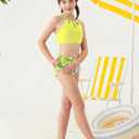 Girls Swimsuit 2 Piece Bathing Suit Tankini Adjustable Straps Cut Out Swimwear Size 9-16Y