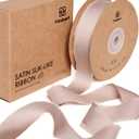 Vitalizart Silk Satin Ribbon 1 inch x 30 Yard Nude Handmade Frayed Ribbons for Gift Wrapping Baby Shower Wedding Bridal Bouquets Holiday Decor