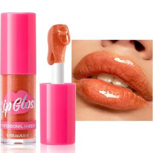 Reddish Orange Lip Gloss Lip Plumper Gloss Glitter Tinted Plumping Lip Gloss For Women Hydrating Long Lasting Shimmer Moisturizing Glossy Non Sticky lip gloss (03# Super-neutral) (0.16 Fl Oz (Pack of 1))