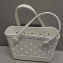 CXY Rubber Beach Bag EVA Waterproof Tote Bags Washable Sand-proof Travel Handbags for Pool Boat Groceries Work Sports (Small, White)