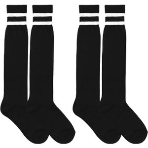 Medsuo 2 Pairs Kids Football Socks Aged 7-12 Knee High Breathable Soccer Socks Long Football Sport Socks for Kid Boy Girl (White)