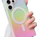 SAKUULO Magnetic Case for Samsung Galaxy S23 Ultra Compatible with Magsafe, Bling Laser Iridescent Florescent Crystal Sparkly Luxury Shockproof Protective Cover for Women Men