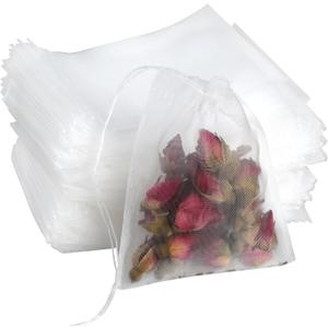 100 Pcs Loose Tea Bags Tea Filter Bags Disposable Mesh Small Drawstring Empty Tea Bags for Coffee, Spice Sachet, Bath Cooking 2.36 x 2.75 Inch