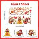 2026 Chinese New Year Window Cling,Lunar New Year Wall Sticker,Vinyl The Year of The Horse Window Cling,Spring Festival Wall Decal,God of Wealth Blossom Lantern Sticker for Glass Home