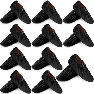 JaGely 11 Pairs Reusable Non Slip Cloth Shoe Covers Washable Thickened Boot Shoe Covers for Indoors and Households(Black)