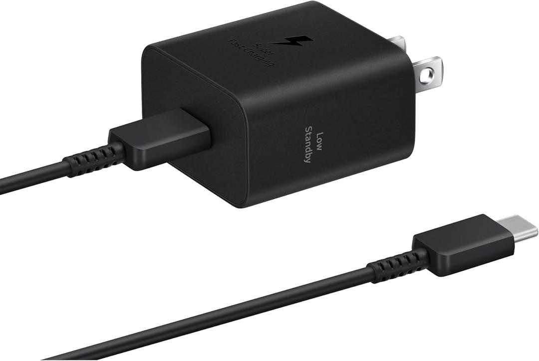 Samsung 25W Wall Charger Power Adapter with Cable, Super Fast Charging, Compact Design, Energy Efficient, Compatible with Galaxy and USB Type C Devices, Black